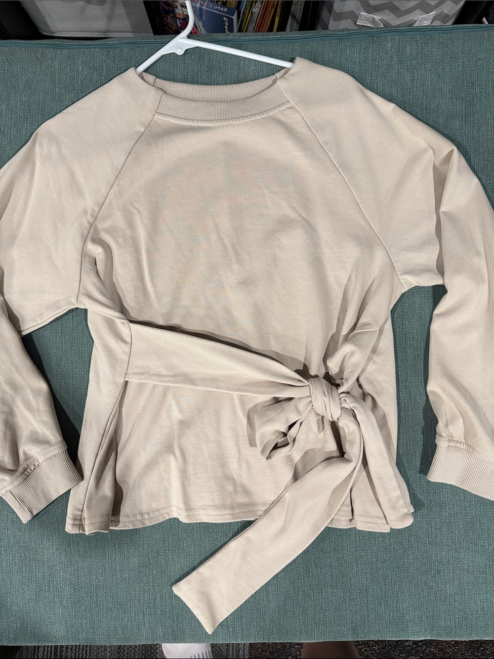 Amazon Women's Cream Tie-Waist Raglan Sweatshirt